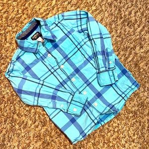 Oshkosh Blue Plaid Button Down Long Sleeve Shirt boys 5